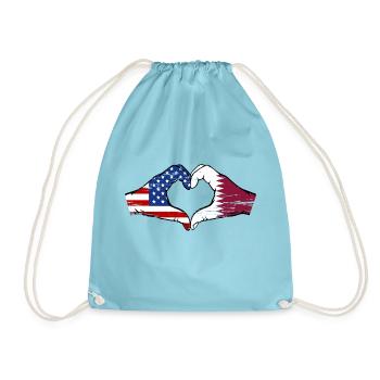 États-Unis, drapeau du Qatar, mains, forme de coeur utilisé - Sac de sport léger - aqua - Devant