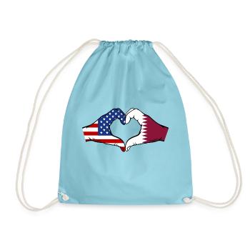 États-Unis Qatar Drapeau Mains Forme Coeur - Sac de sport léger - aqua - Devant