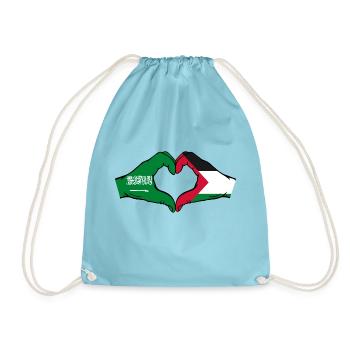 Arabie Saoudite Palestine Drapeau Mains Coeur Forme - Sac de sport léger - aqua - Devant