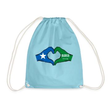 Somalia Saudi Arabia Flag Hands Heart Shape - Drawstring Bag - aqua - Front