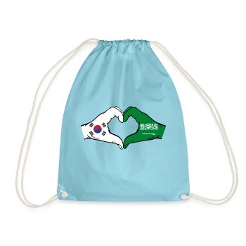 Corée du Sud Arabie Saoudite Drapeau Mains Coeur Forme - Sac de sport léger - aqua - Devant