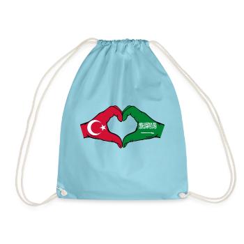 Turquie Arabie Saoudite Drapeau Mains Coeur Forme - Sac de sport léger - aqua - Devant