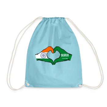 Inde Arabie Saoudite Drapeau Mains Coeur Forme - Sac de sport léger - aqua - Devant