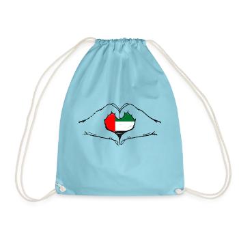 Drapeau des Émirats Arabes Unis en forme de coeur utilisé - Sac de sport léger - aqua - Devant