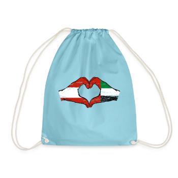 Austria United Arab Emirates Flag - Drawstring Bag - aqua - Front