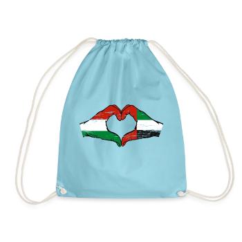 Hungary United Arab Emirates Flag Heart - Drawstring Bag - aqua - Front