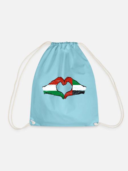 Ungarn Vereinigte Arabische Emirate Flagge Herz - Turnbeutel - Aqua