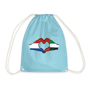 Holland United Arab Emirates Flag Heart - Drawstring Bag - aqua - Front