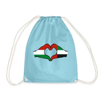 Hungary United Arab Emirates Flag Heart - Drawstring Bag - aqua - Front