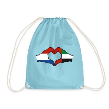 Holland United Arab Emirates Flag Heart - Drawstring Bag - aqua - Front