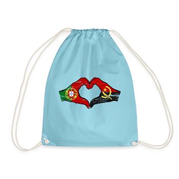 Portugal Angola Flag Hands Heart Shape Used - Drawstring Bag - aqua - Front