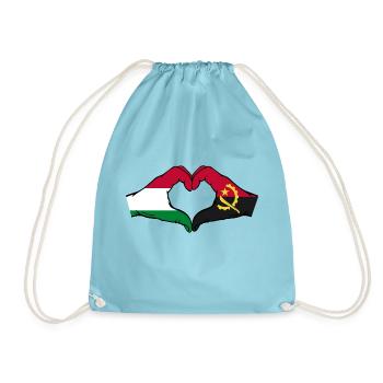 Ungarn Angola Flagge Hände Herzform - Turnbeutel - Aqua - Vorne
