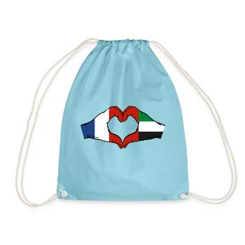 France United Arab Emirates Heart - Drawstring Bag - aqua - Front