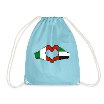 Italy United Arab Emirates Flag Heart - Drawstring Bag - aqua - Front