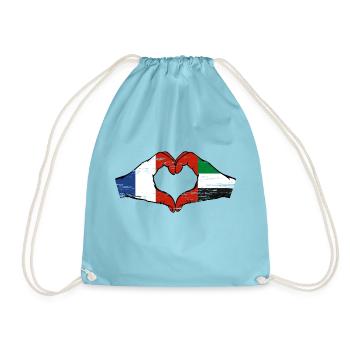 France United Arab Emirates Heart - Drawstring Bag - aqua - Front