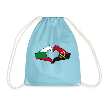 Bulgarien Angola Flagge Hände Herzform - Turnbeutel - Aqua - Vorne