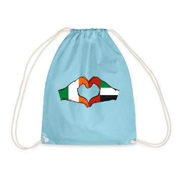 Ireland United Arab Emirates Heart - Drawstring Bag - aqua - Front