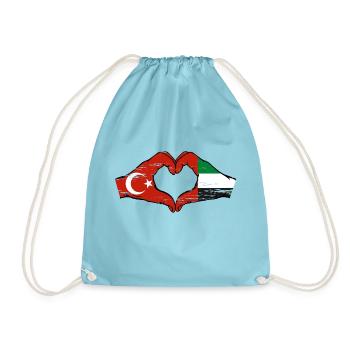 Turkey United Arab Emirates Heart - Drawstring Bag - aqua - Front