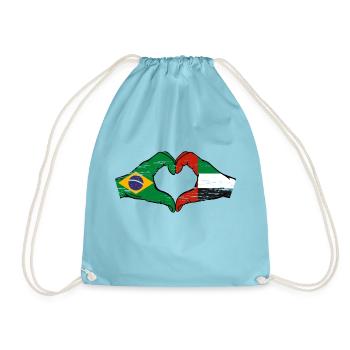 Brazil United Arab Emirates Heart - Drawstring Bag - aqua - Front