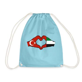 Turkey United Arab Emirates Heart - Drawstring Bag - aqua - Front