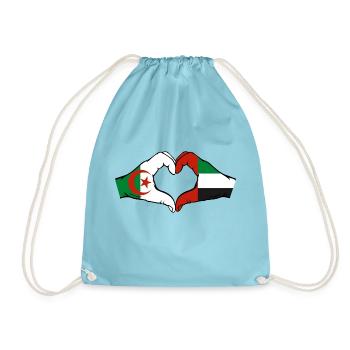 Algerien Vereinigte Arabische Emirate Flagge Herz - Turnbeutel - Aqua - Vorne