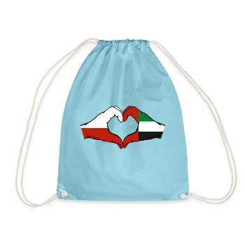 Poland United Arab Emirates Flag Heart - Drawstring Bag - aqua - Front