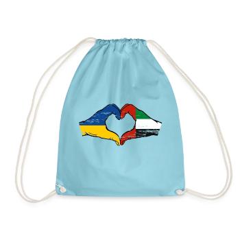 Ukraine United Arab Emirates Heart - Drawstring Bag - aqua - Front