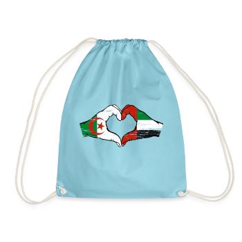 Algerien Vereinigte Arabische Emirate Flagge Herz - Turnbeutel - Aqua - Vorne