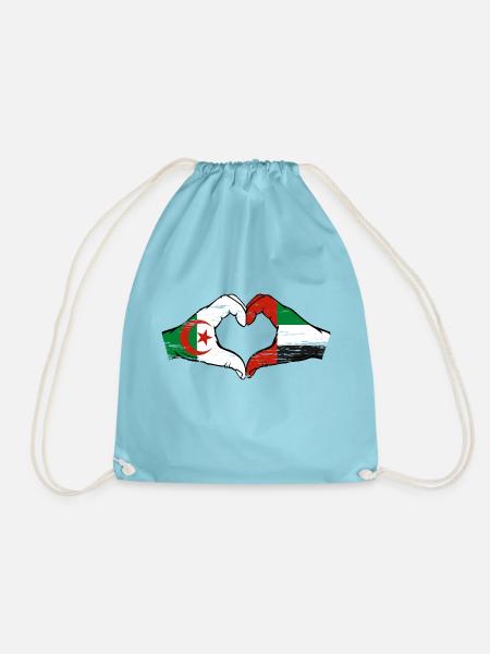 Algérie Émirats Arabes Unis Drapeau Coeur - Sac de sport léger - aqua