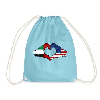 Émirats arabes unis États-Unis Drapeau Coeur - Sac de sport léger - aqua - Devant