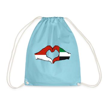 Indonesia United Arab Emirates Heart - Drawstring Bag - aqua - Front