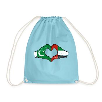 Pakistan United Arab Emirates Heart - Drawstring Bag - aqua - Front