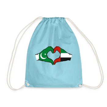 Pakistan United Arab Emirates Heart - Drawstring Bag - aqua - Front