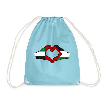 United Arab Emirates Palestine Heart - Drawstring Bag - aqua - Front