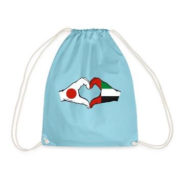 Japan United Arab Emirates Flag Heart - Drawstring Bag - aqua - Front