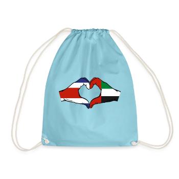 Costa Rica United Arab Emirates Heart - Drawstring Bag - aqua - Front