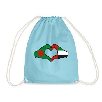 Bangladesh United Arab Emirates Heart - Drawstring Bag - aqua - Front
