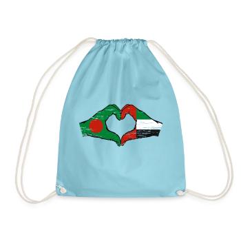 Bangladesh United Arab Emirates Heart - Drawstring Bag - aqua - Front