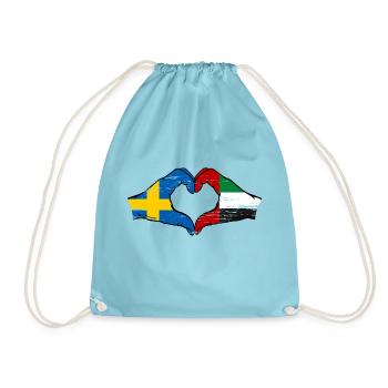 Sweden United Arab Emirates Flag Heart - Drawstring Bag - aqua - Front