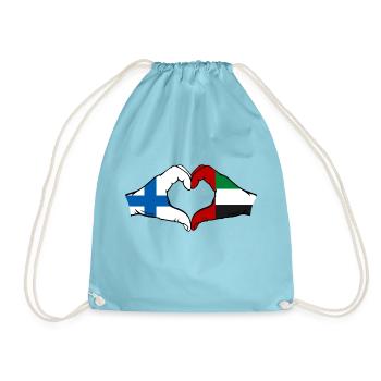 Finnalnd United Arab Emirates Flag Heart - Drawstring Bag - aqua - Front