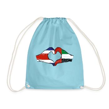 Costa Rica United Arab Emirates Heart - Drawstring Bag - aqua - Front