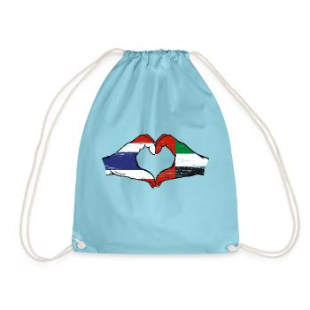 Thailand United Arab Emirates Heart - Drawstring Bag - aqua - Front
