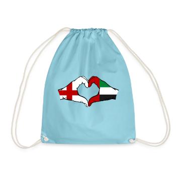 England United Arab Emirates Heart - Drawstring Bag - aqua - Front