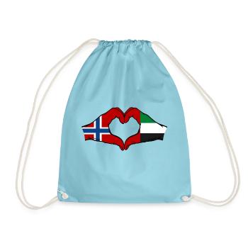 Norway United Arab Emirates Flag Heart - Drawstring Bag - aqua - Front