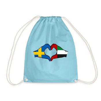 Sweden United Arab Emirates Flag Heart - Drawstring Bag - aqua - Front
