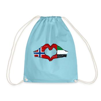Norway United Arab Emirates Flag Heart - Drawstring Bag - aqua - Front