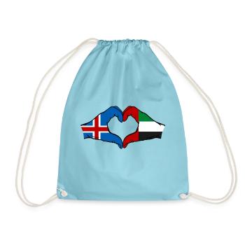 Island Vereinigte Arabische Emirate Flagge Herz - Turnbeutel - Aqua - Vorne