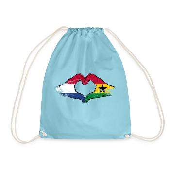 Hollande Ghana drapeau mains forme de coeur utilisé - Sac de sport léger - aqua - Devant