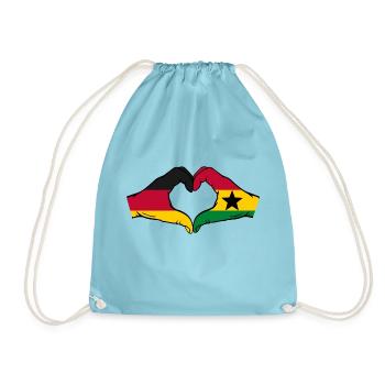 Germany Ghana Flag Hands Heart Shape - Drawstring Bag - aqua - Front