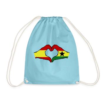 Spanien Ghana Flagge Hände Herzform - Turnbeutel - Aqua - Vorne